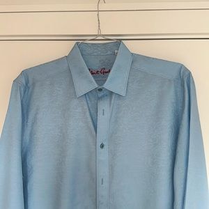 Robert Graham Light Blue Floral Print Shirt - Classic Fit Large